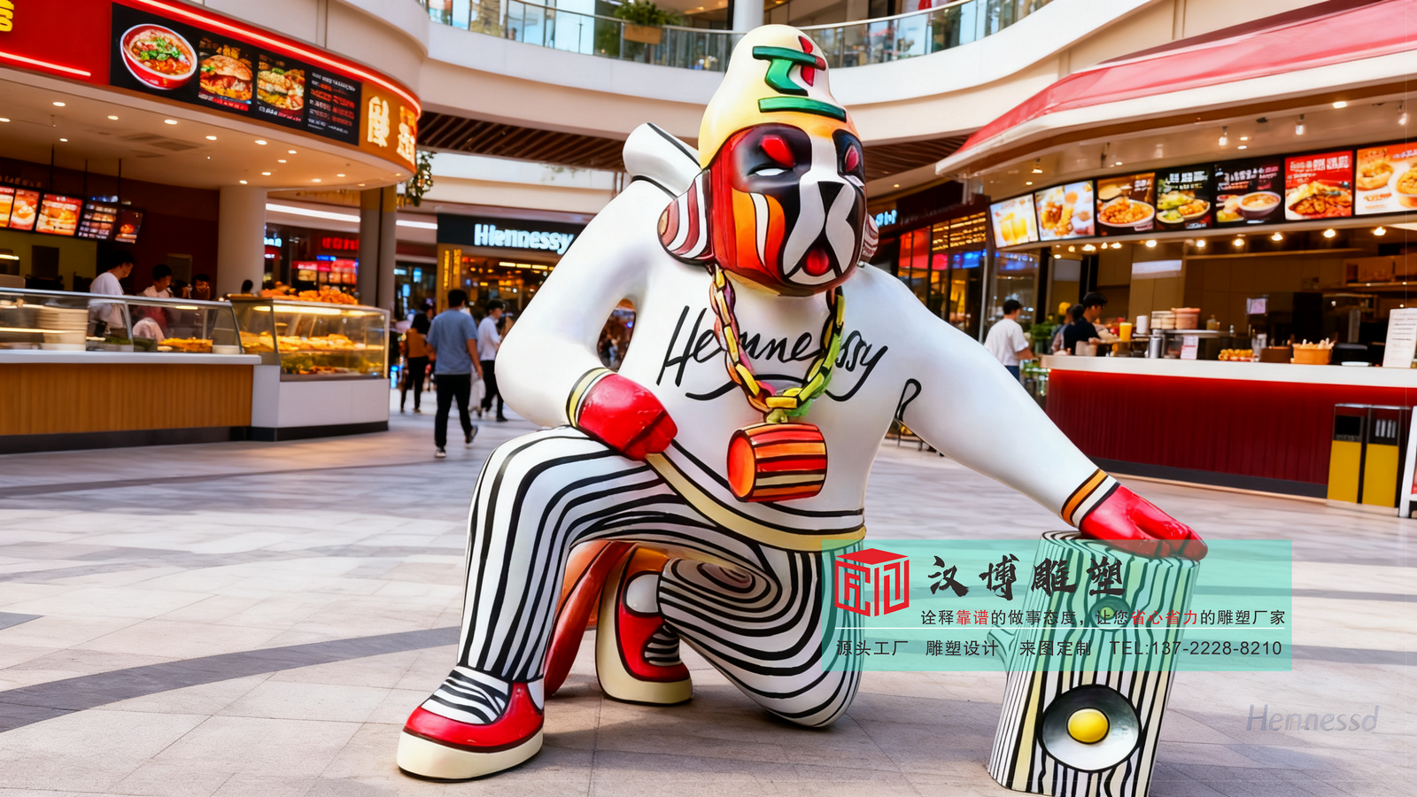 小丑玻璃钢雕塑,美食街装饰雕塑,大型卡通雕塑定制工厂