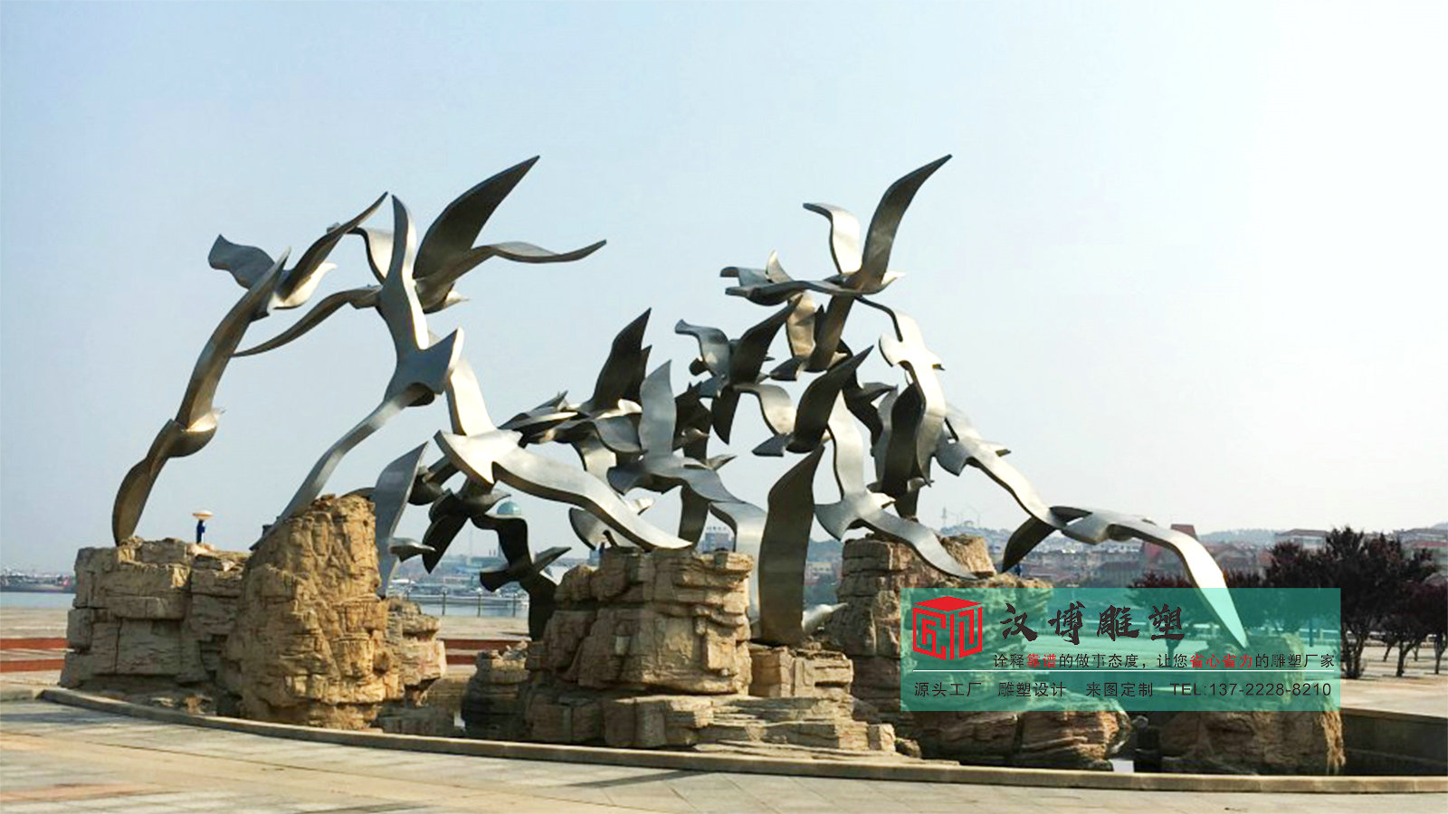 海鸥雕塑定制,不锈钢雕塑源头工厂,景观雕塑摆件
