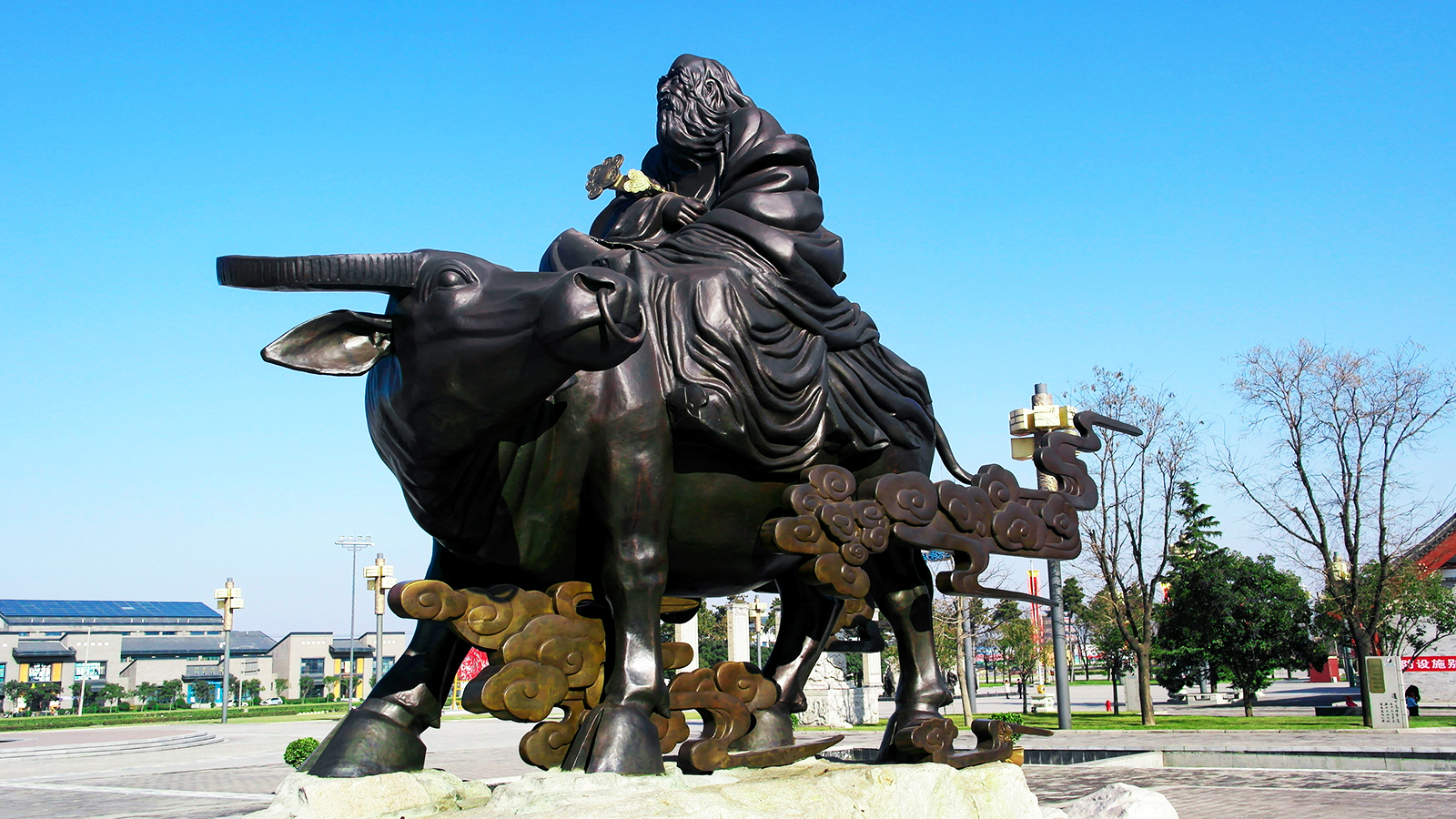 大型景观雕像-老子骑牛雕像-铸铜雕塑