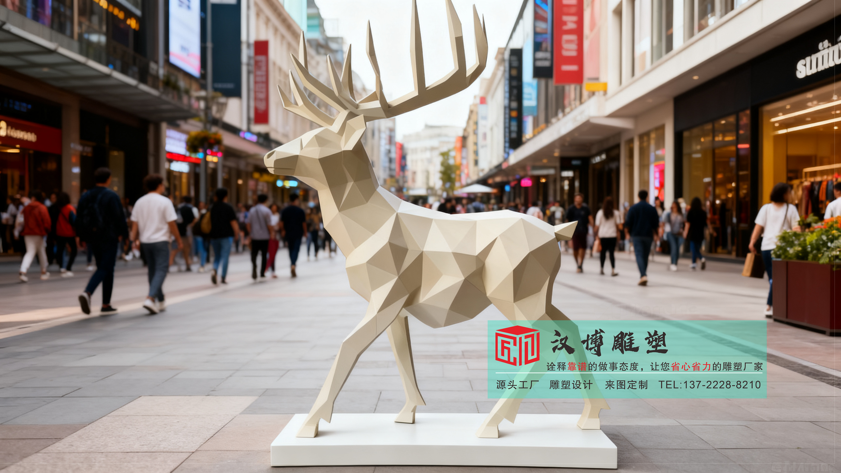 玻璃钢鹿加工工厂,公园动物摆件厂家,抽象景观雕塑定制